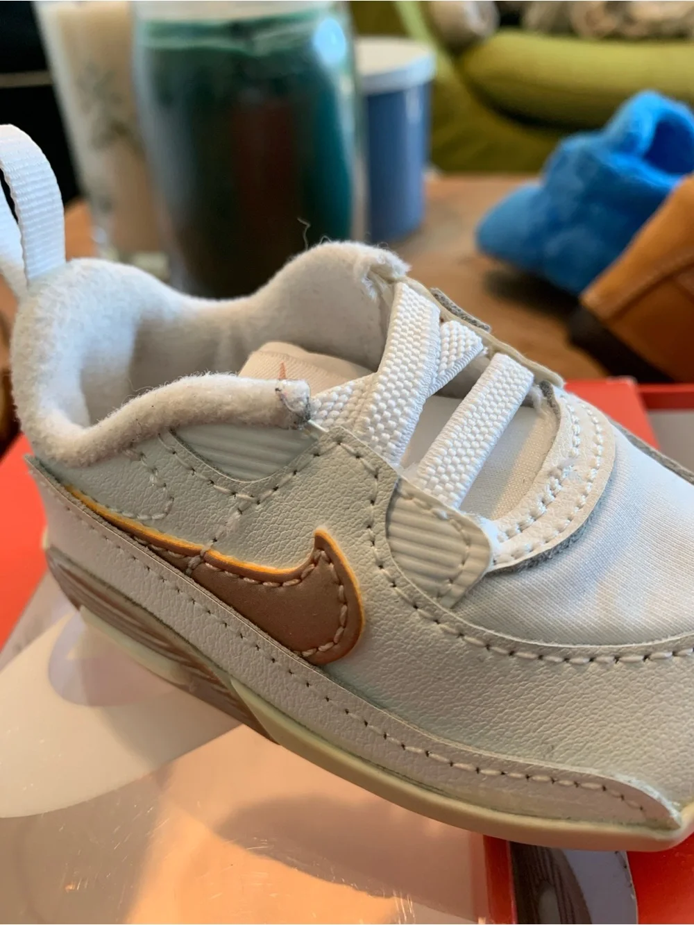 Nike White Infant Max 90 Crib Shoes with Red Box